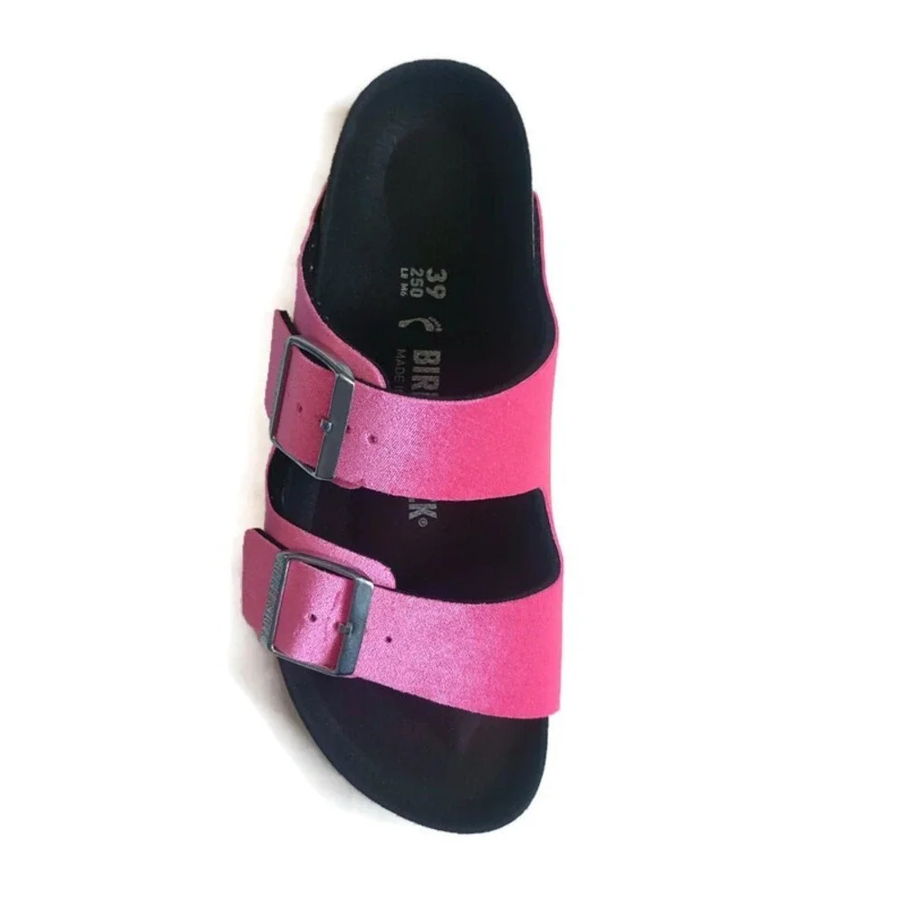 Birkenstock Womens 8 Mens 6 Arizona Rivet Logo Sandals Velvet Pink EU 39 Narrow - Picture 3 of 10